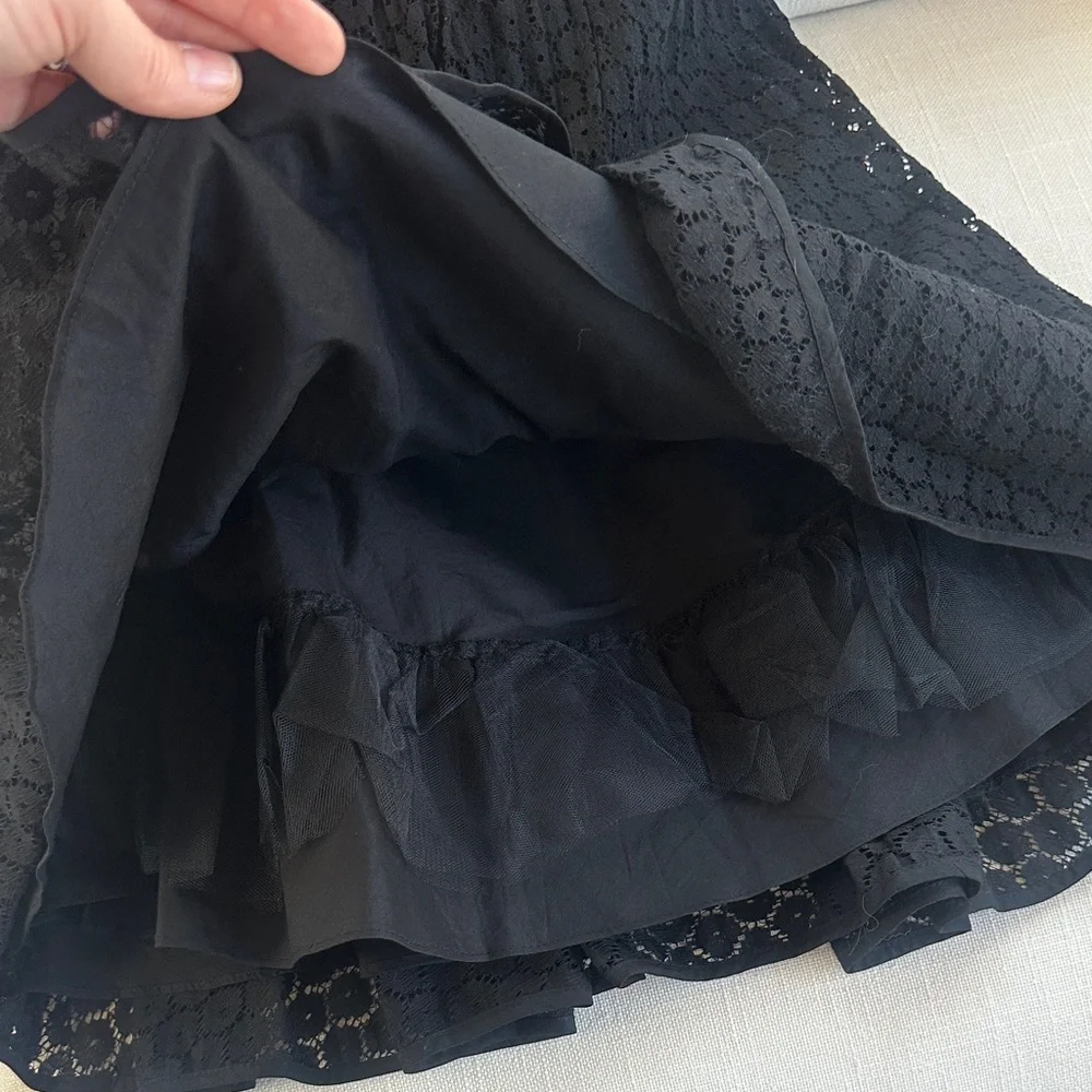 Betsey Johnson Black Lace Fit & Flare Dress w/ Open V Back Bow – Size 4 - Picture 4 of 13